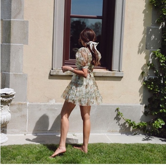 Danielle Bernstein Watercolor Puff Sleeve Mini Dress - Picture 5 of 5